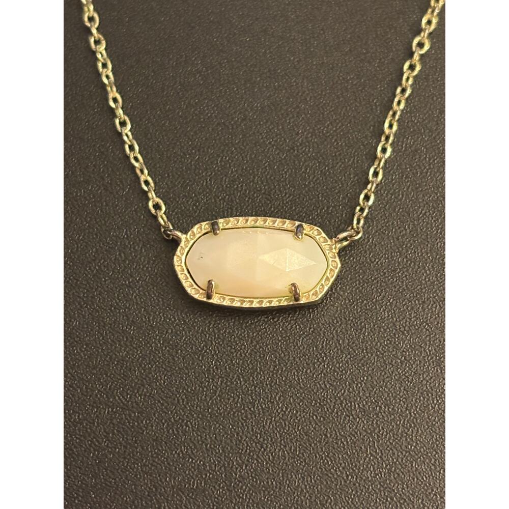 Authentic Kendra Scott White Stone Necklace Gold Tone Signed